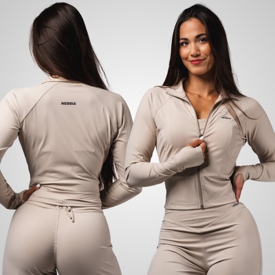 Nebbia Deni x Nebbia Fitness tracktop na zip 314 béžová