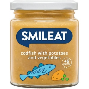 Smileat BIO гарнитура дива треска с картофи и зеленчуци с екстра върджин зехтин 6M+, 230 г