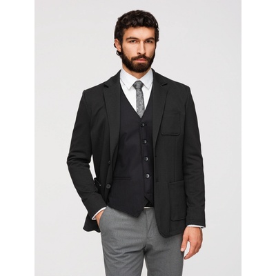 Ombre Men's SLIM knit jacket with subtle texture black čierna | biela