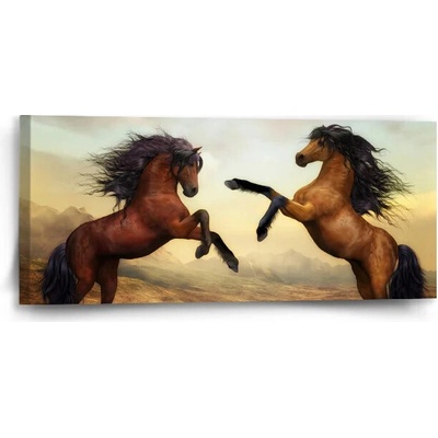 Sablio Obraz Vzpierajúce sa kone - 110x50 cm