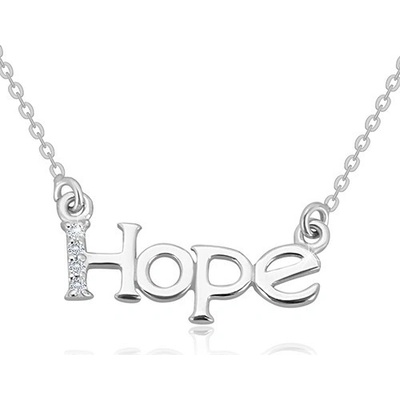 Šperky eshop ze stříbra blýskavý nápis Hope s diamantovou linií S58.04