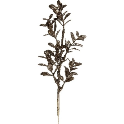 Champagne dekorácie vetvička listy Fleur s glitrami - 10*31 cm - Chic Antique