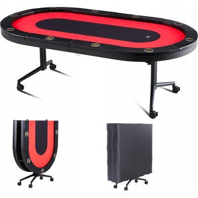 VEVOR Pokerový Stůl 229x122x80cm Skládací Nerezový Domácí pro 10 Hráčů