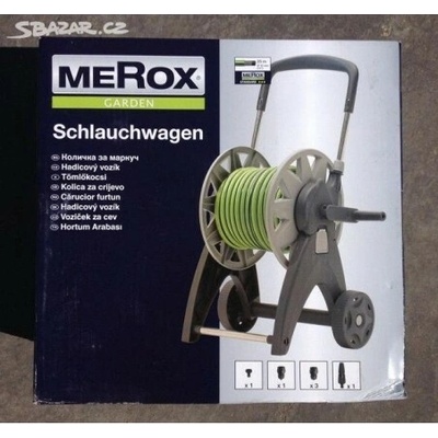 Záhradná hadica na vozíku Merox 25 m 1/2" s hadicovými spojkami.