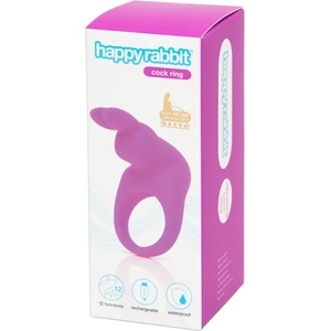 Happy Rabbit - вибриращ пенис пръстен с акумулатор - лилав
