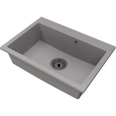 DobreSny Granitový dřez Elite šedý + sifon černý 70 x 50 x 21 cm
