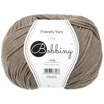 Bobbiny bavlněná příze FRIENDLY YARN 1,5mm coffee