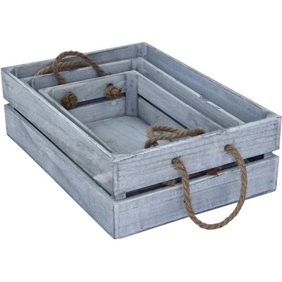Vingo Šedý dřevěný podnos 37x25 v. 11