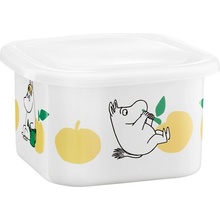 Dóza s vrchnákom Moomin Joyful Apples 1l, smalt / bielo-žltá