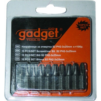 Gadget Комплект накрайници за отвертка Gadget - S2 PH-3x25 mm, 10 бр (390712)