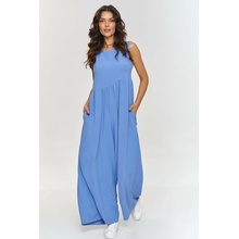 Makadamia voľný maxi overal so širokými nohavicami M887 denim