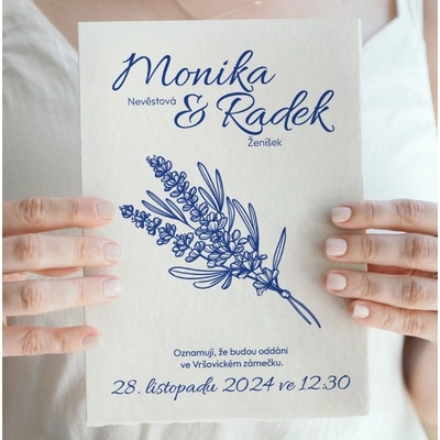 Svatební oznámení č. 36 Rozměr: A6: 10,5cm-14,8cm