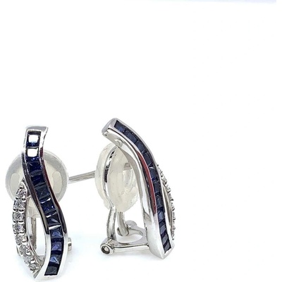 Jan Kos jewellery zlaté náušnice s brilianty a safíry AAKE0665S