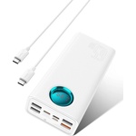 Baseus Външен батериен пакет 4x USB, Type-C, Lighting, Micro-USB, Fast Charge, 65W, 26800mAh - Baseus Amblight (P1002240222223-00) - Бял
