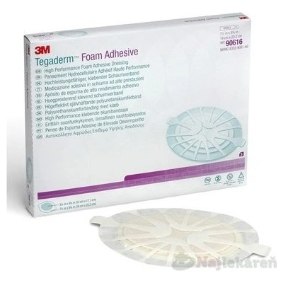 3M TEGADERM Foam Adhesive (90616) penové krytie na rany, adhezívne, ovál 19 cm x 22,2 cm, 1x5 ks