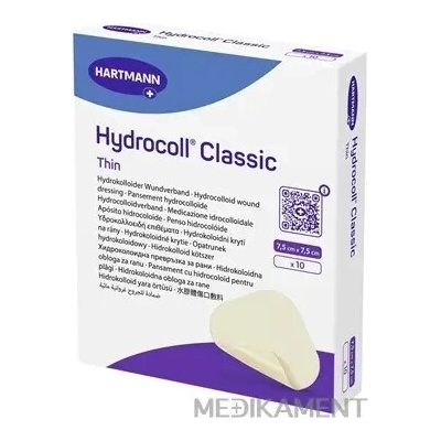 Hydrocoll Classic Thin Hydrokoloidné krytie na rany 7,5 x 7,5 cm 10 ks
