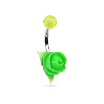 Šperky4U piercing do pupíku silikonová růžička zelená BA01087-G