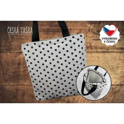 Česká DOTS XL Česká ručně šitá taška s podšívkou a zipem 50×50 cm