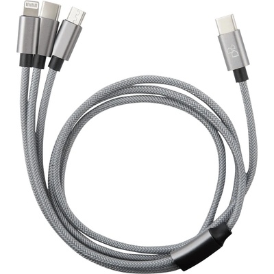 Bauhaus DC-084C-F-3 USB 3 v 1 2 × USB-C USB micro Lightning 3m sivý