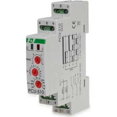 PCU-510 DUO - Univerzální časové relé, 4 funkce, 230/24V, 8A, 2x NO/NC