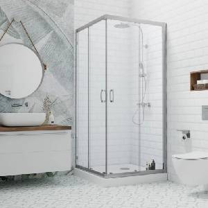 Radaway Правоъгълна душ кабина с плъзгащи врати Radaway Premium Plus D, 80x90 см, профил гланциран хром (30437-01-01N)