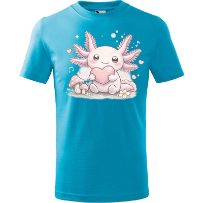 Stymio detské tričko Axolotl so srdiečkom Tyrkysová