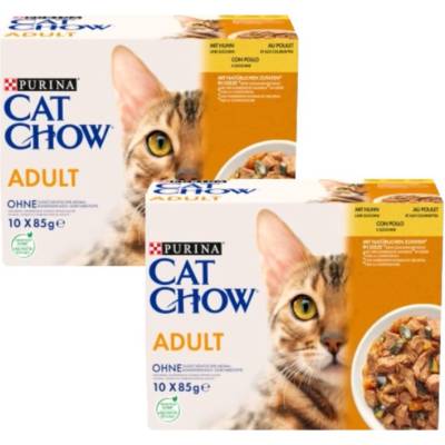 PURINA Cat Chow Adult Cat Food s kuracím mäsom a cuketou v želé 20 x 85 g