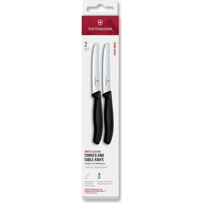 VICTORINOX Swiss Classic tomato & table knife 2 ks 11cm wavy black box