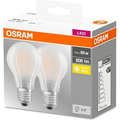 Osram 2PAK LED žiarovka LED E27 A60 7W 60W 806lm 2700K teplá biela Base Classic A
