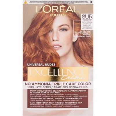 L'Oréal Paris Excellence Creme Triple Protection Farba na vlasy Všetky typy vlasov Farbené vlasy 8ur universal light copper 48 ml