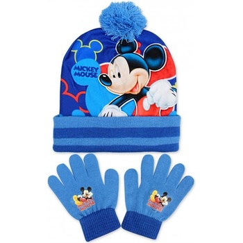 Setino chlapecká zimní čepice / prstové rukavice Mickey Mouse Disney Modrá