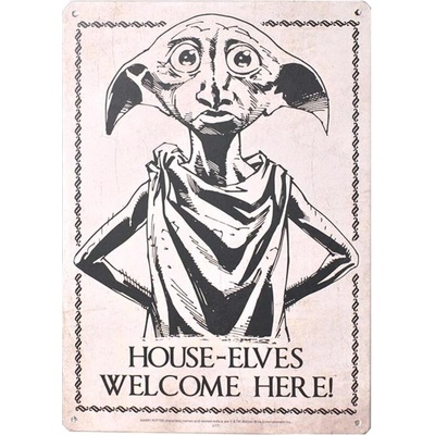 CurePink: | Plechová dekorativní cedule A5 na zeď Harry Potter: Dobby (14,8 x 21 cm) [SSA5HP09]