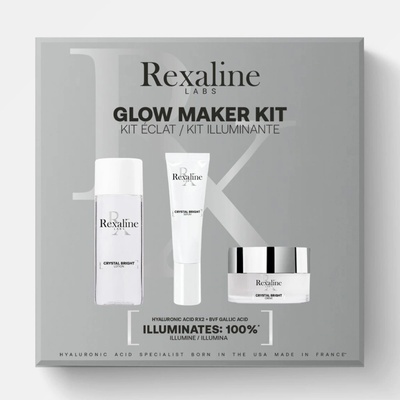 Rexaline Glow Maker Kit Crystal Bright rozjasňující tonikum 50 ml + Crystal Bright rozjasňující sérum 10 ml + Crystal Bright rozjasňující krém 20 ml