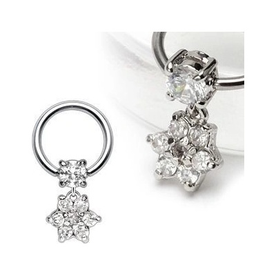 Šperky4U piercing kruh kytička s kamínky K01002