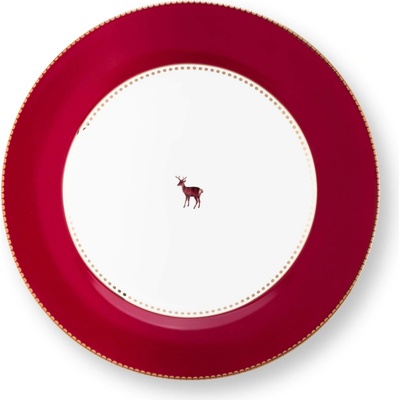 Pip Studio Love Birds Medalion Deer Red talíř 26,5cm, tmavě červený