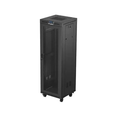 Lanberg Комуникационен шкаф, Lanberg rack cabinet 19" free-standing 37U/600X600 (FLAT PACK) with mesh door LCD black (FF01-6637-23BL)