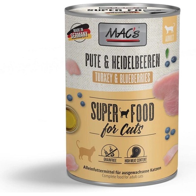 MAC's Mac’s Cat Beef and Turkey - Премиум консервирана храна за котки с пуешко, говеждо месо и горски боровинки,