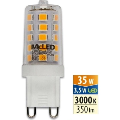 McLED LED žárovka G9 3,5W 35W teplá bílá 3000K