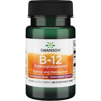 Swanson B-12 Hydroxycobalamin 1000 mcg [60 Дъвчащи таблетки]