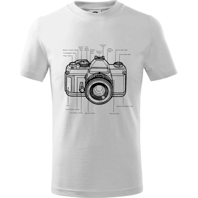 Nákres starý fotoaparát tričko detské Biela