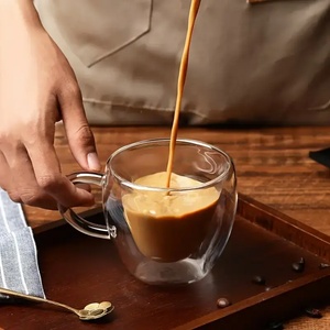  Чаша с дръжка двустенна кръг 7Х6.7СМ. 0.090Л (20910/1)