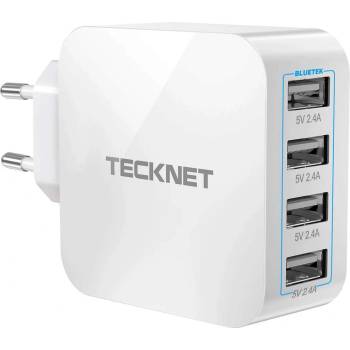 TeckNet U10333 USB Power Adapter - захранване за ел. мрежа с 4xUSB-A изхода (бял)