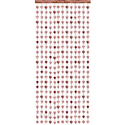 PARTYDECO PÁRTY ZÁVĚS SRDÍČKA 100x245 cm RŮŽOVO-ZLATÁ rosegold