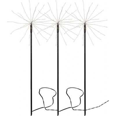 Star trading LED-Dekostab Firework Outdoor 3er Set ca. 65x200 cm Stab schwarz je 60 warmwhite LED Trafo 5m