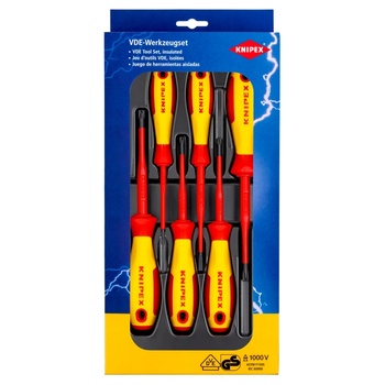 KNIPEX Комплект с 6 бр. отвертки VDE 1000V - 2х шлиц, 2х PH/S и 2х PZ/S, Knipex (K002012V05)