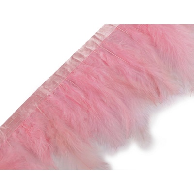Prýmek - krocaní peří šíře 9-12 cm růžová sv. 2 m