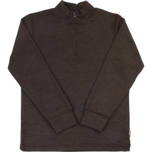 Joha Детски вълнен пуловер Joha Kid's Blouse with Zip Merino base layer - Dark Brown - размер 130 (704-6194-0215)