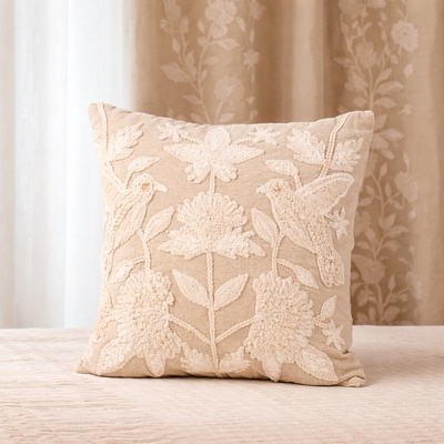 Takoy Ručne vyšívaný bavlnený vankúš 40x40 vtáčia záhrada BOHO COLLECTION-HT-01067 | 40 x 40 cm