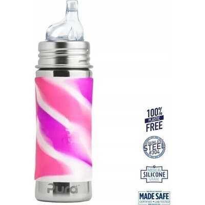 Pura láhev z nerezové oceli s náustkem 325 ml pink swirl Kiki