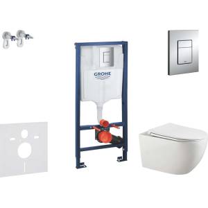 GROHE Rapid SL - Комплект за монтаж пред стена, тоалетна чиния „Gaia и седалка със система „softclose, бутон „Skate Cosmopolitan, хром SANI11BA1106 (SANI11BA1106)